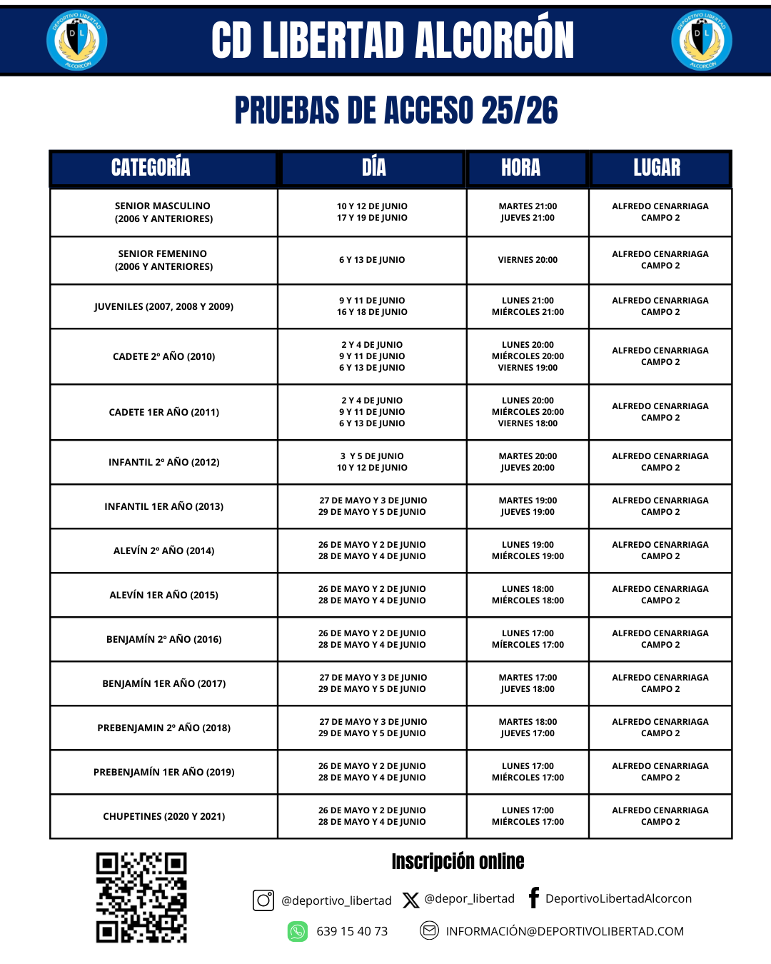 Inscripciones abiertas temporada 25-26